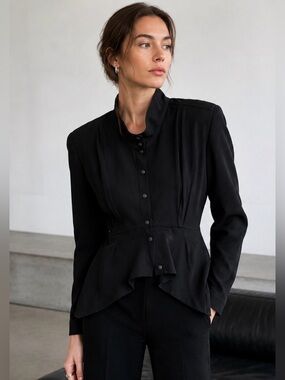 Vintage Thierry Mugler Paris Sculpted Peplum Jacket in Black